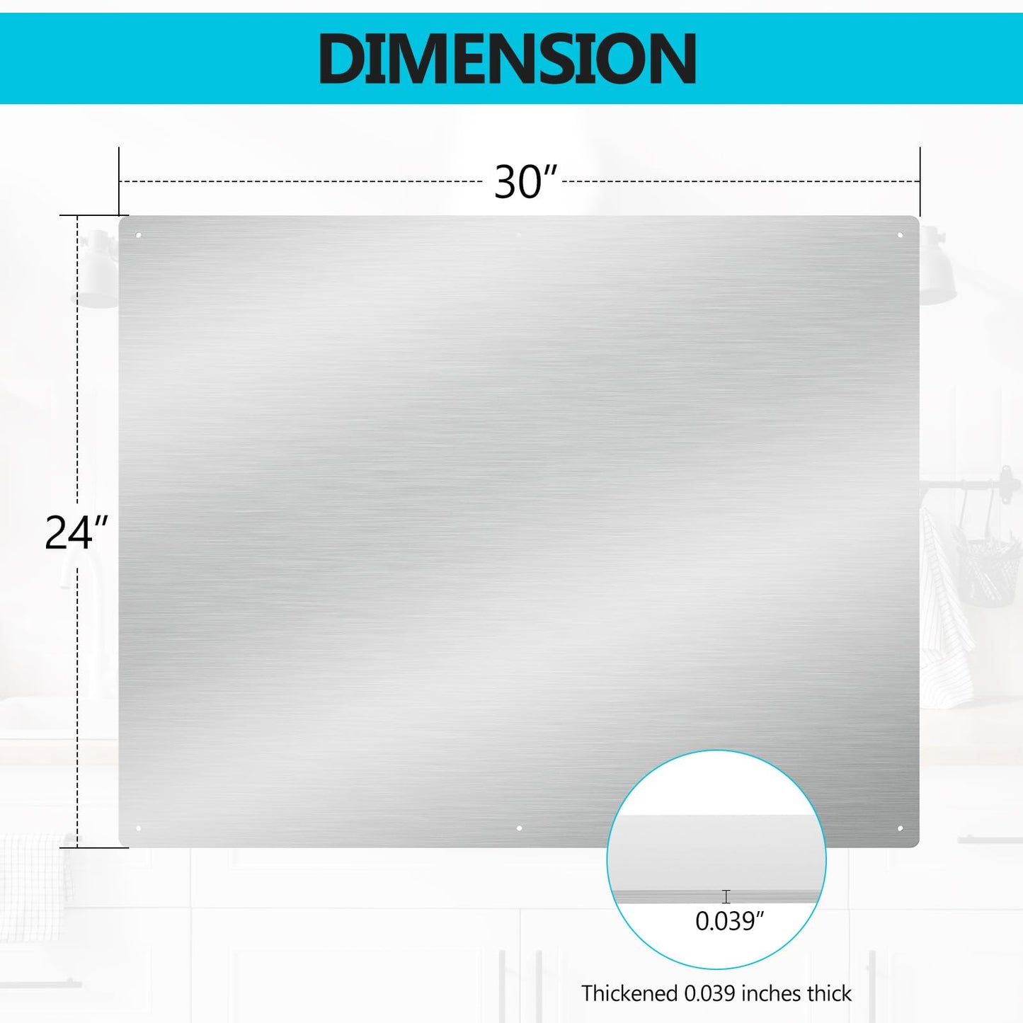 Thicken Heavy Range Hoods Stainless Steel Backsplash,Panel Splatter Guard for Stovetop,6 Pre Drilled Holes for Easy Installation,Keep The Walls Clean, Bright and Beautiful (30" x 24")