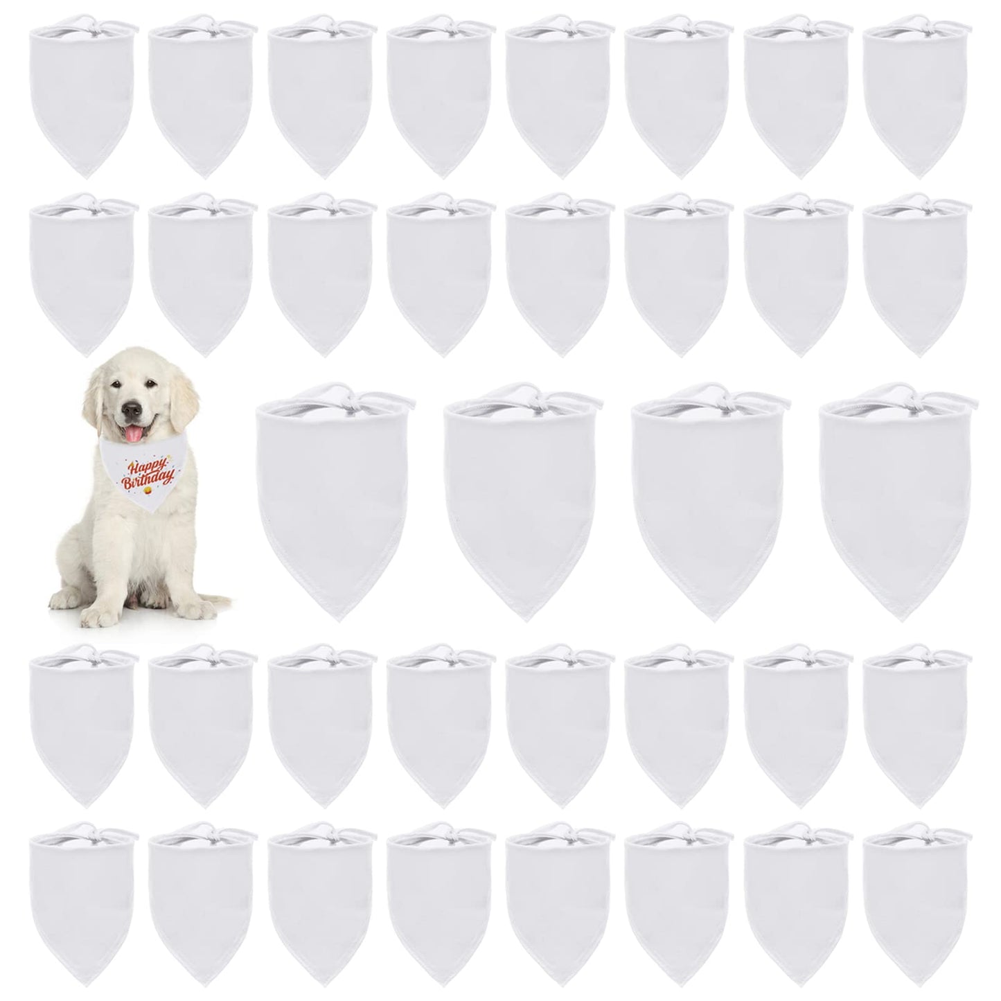 HACRAHO Blank Dog Bandanas, 36 PCS Solid Washable Pet Triangle Scarf White DIY Triangle Dog Bandana for Small Medium Large Dogs