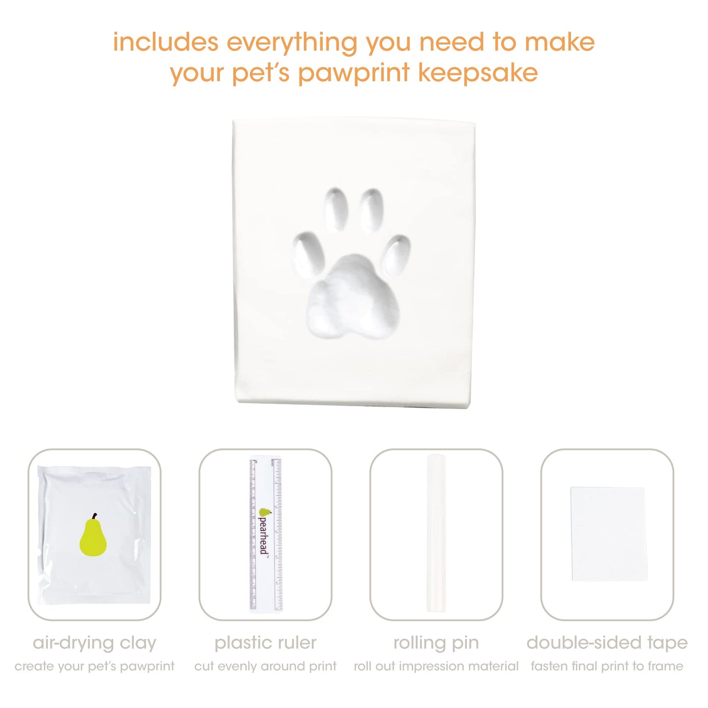 Pearhead Pet Memorial Photo Memory Box and Paw Print Kit, Dog or Cat Pawprint DIY Kit, Pet Urn or Keepsake Memory Box, Espresso