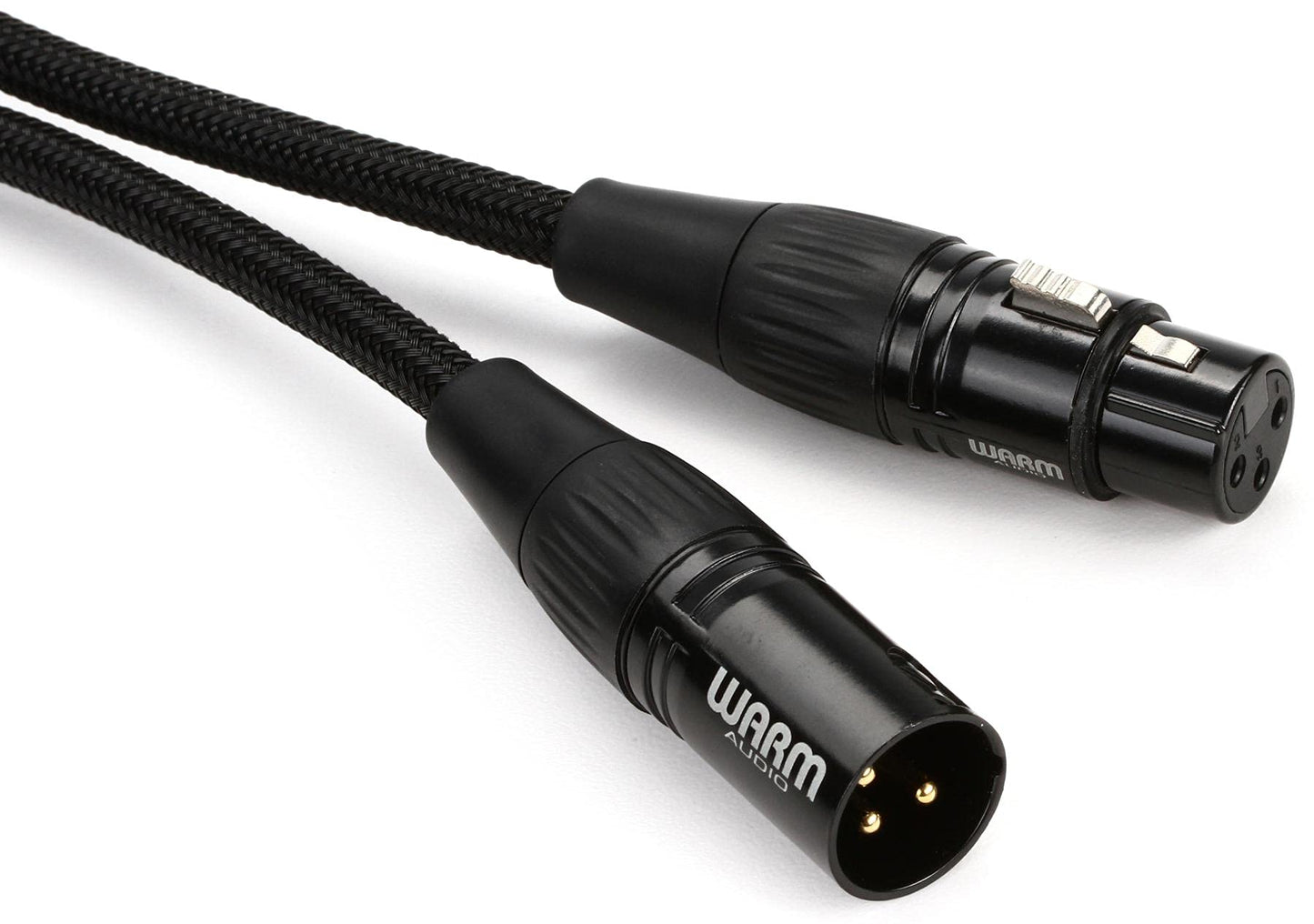 Warm Audio Premier Series - Studio & Live XLR Cable 25' (7.6M) Black, Gold-Plated Connectors, Flexible PVC, Woven Nylon, Copper Wires, Double-Reussen Shielding, Made in Switzerland
