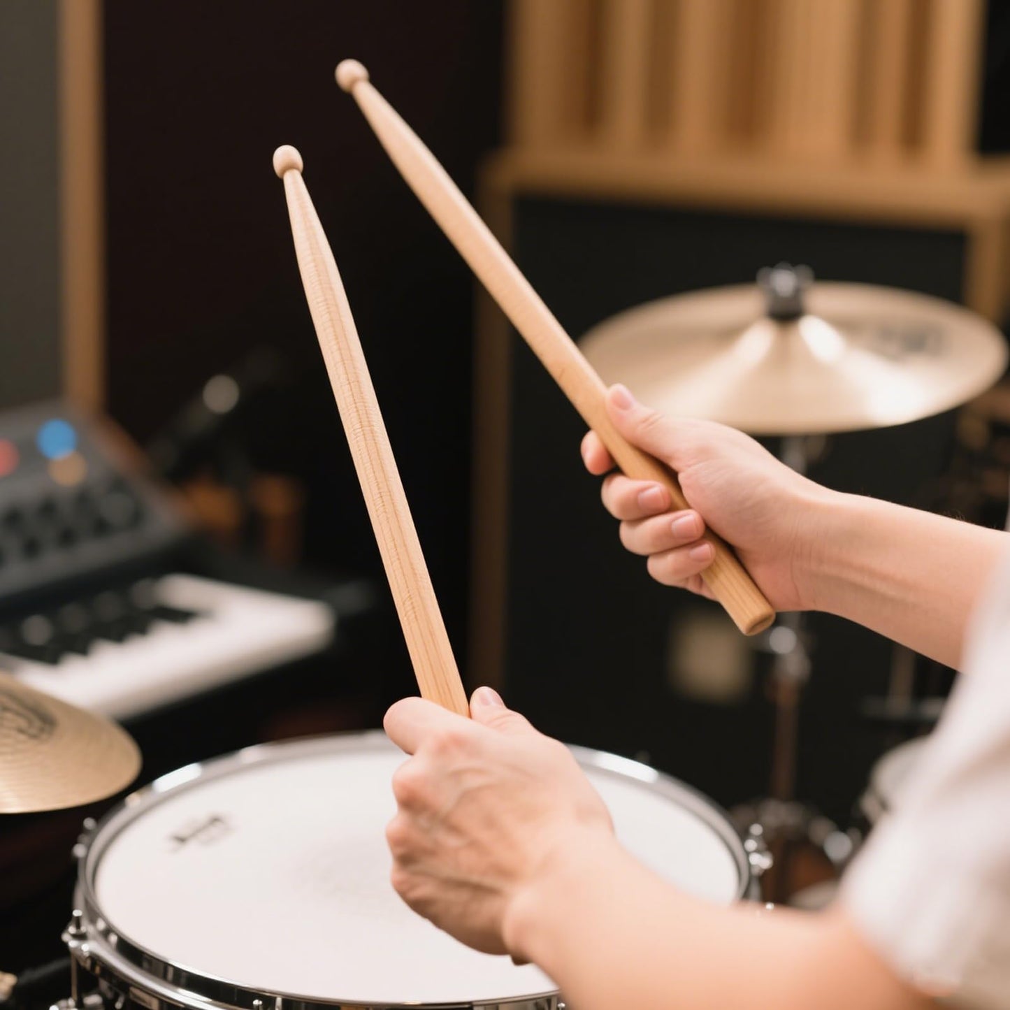 ZEONHAK 24 Pairs 5A Maple Wood Tip Drumstick, 16 inch Natural Drum sticks, Wooden Drum Sticks for Beginners and Adults