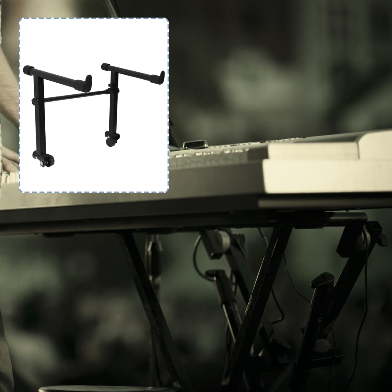 Generic Electronic Keyboard Stand Adjustable Double Braced Legs Practical Keyboard Bracket for Digital and Electronic Pianos 17.71 X 14.56 X 12.20 Inches