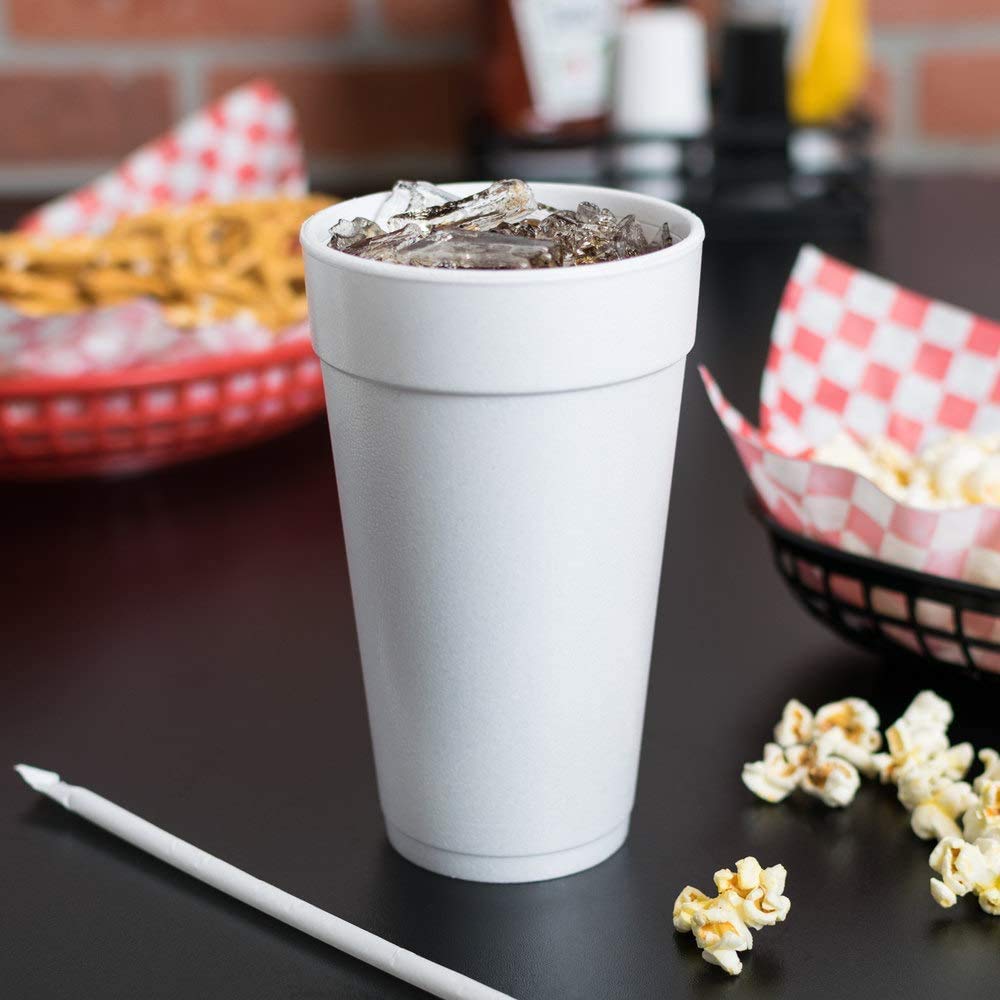 AMZ Empire 16 Oz Disposable Coffee Cups with Lids - Foam Hot Cold Drink Beverage To Go 16 Ounce 50/Case With Lids (Medium)
