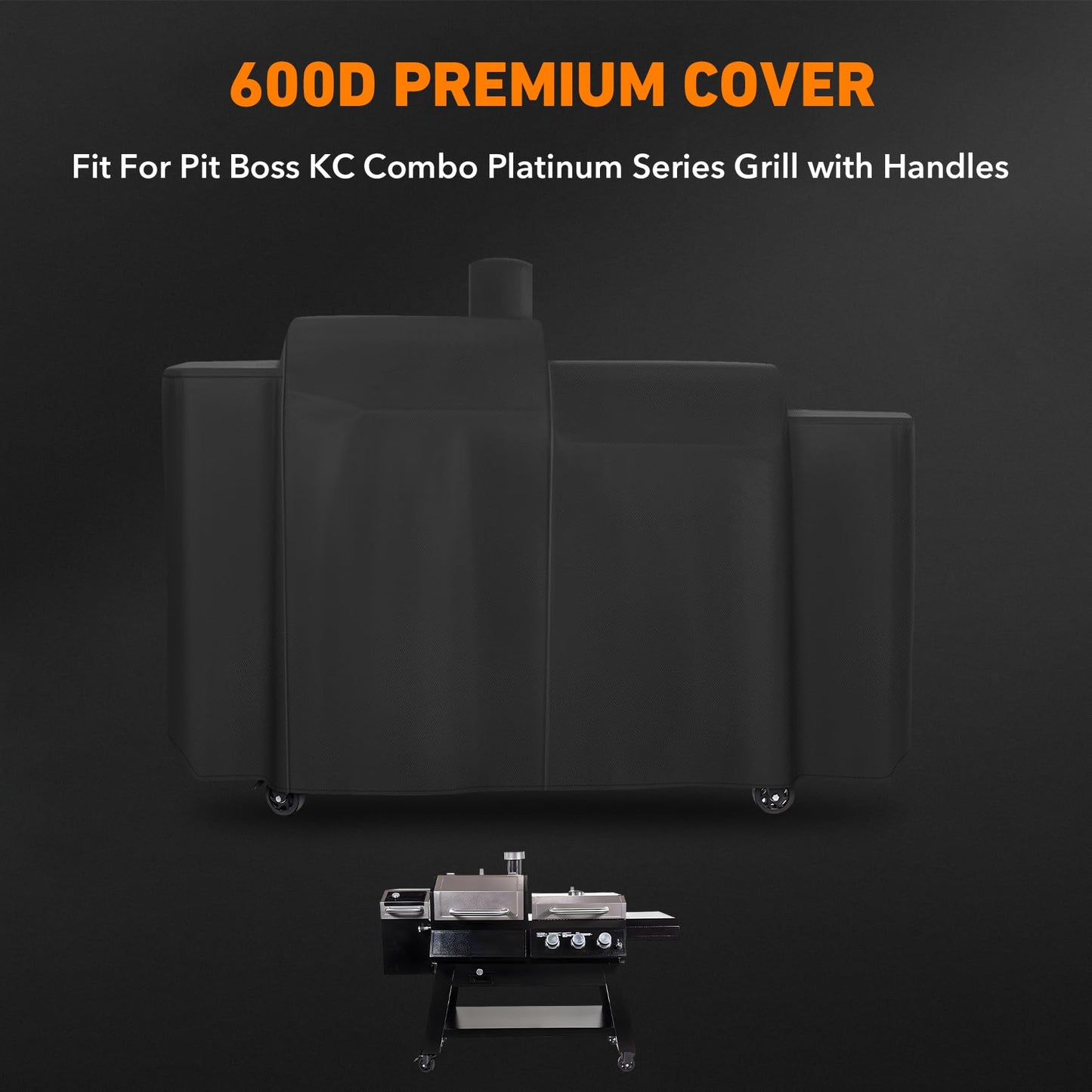 Heavy Duty Replacement Grill Cover for Pit Boss KC Combo Platinum Series Grill with Handles, All Weather Protection Waterproof Cover