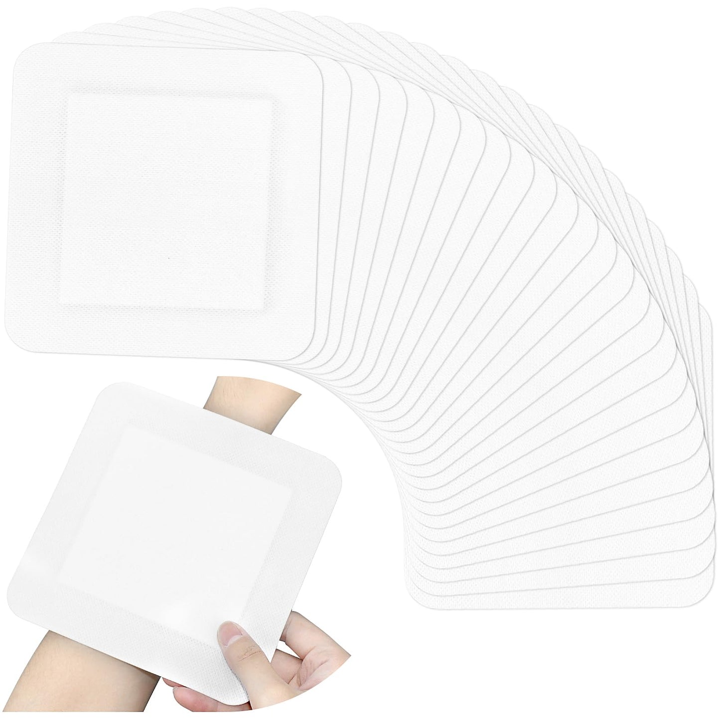 50 Pieces Bordered Gauze-Island Dressing is 5.9 x 5.9 Inch Wound Bandage Adhesive Patches Post Shower Pads Breathable Borders Individually Packed Pouches
