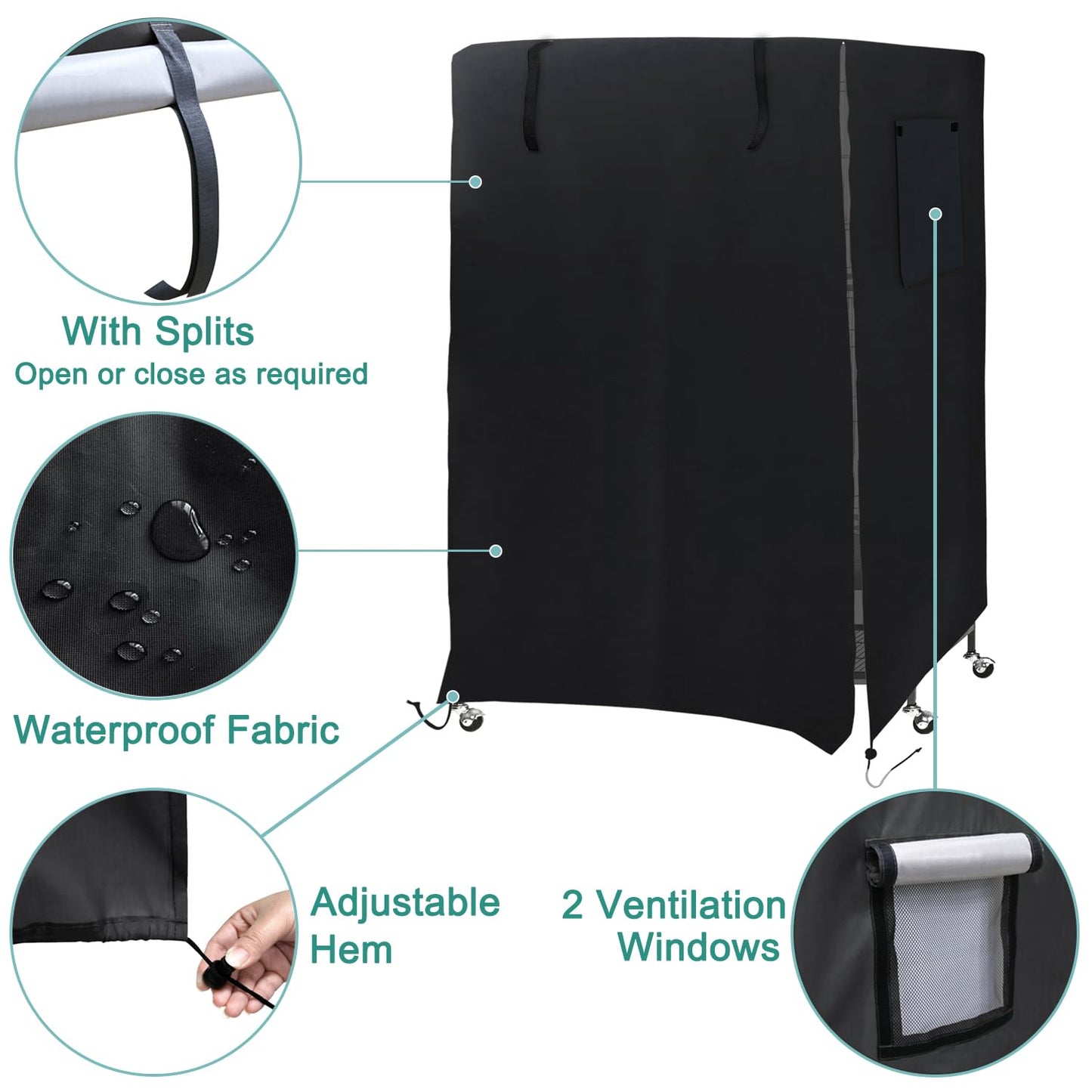 DECKALY Universal Bird Cage Cover, Black, L - 31”L×22”W×41”H, Sunlight & UV Protection, Waterproof, Fits Most 2-Tier Pet Cages