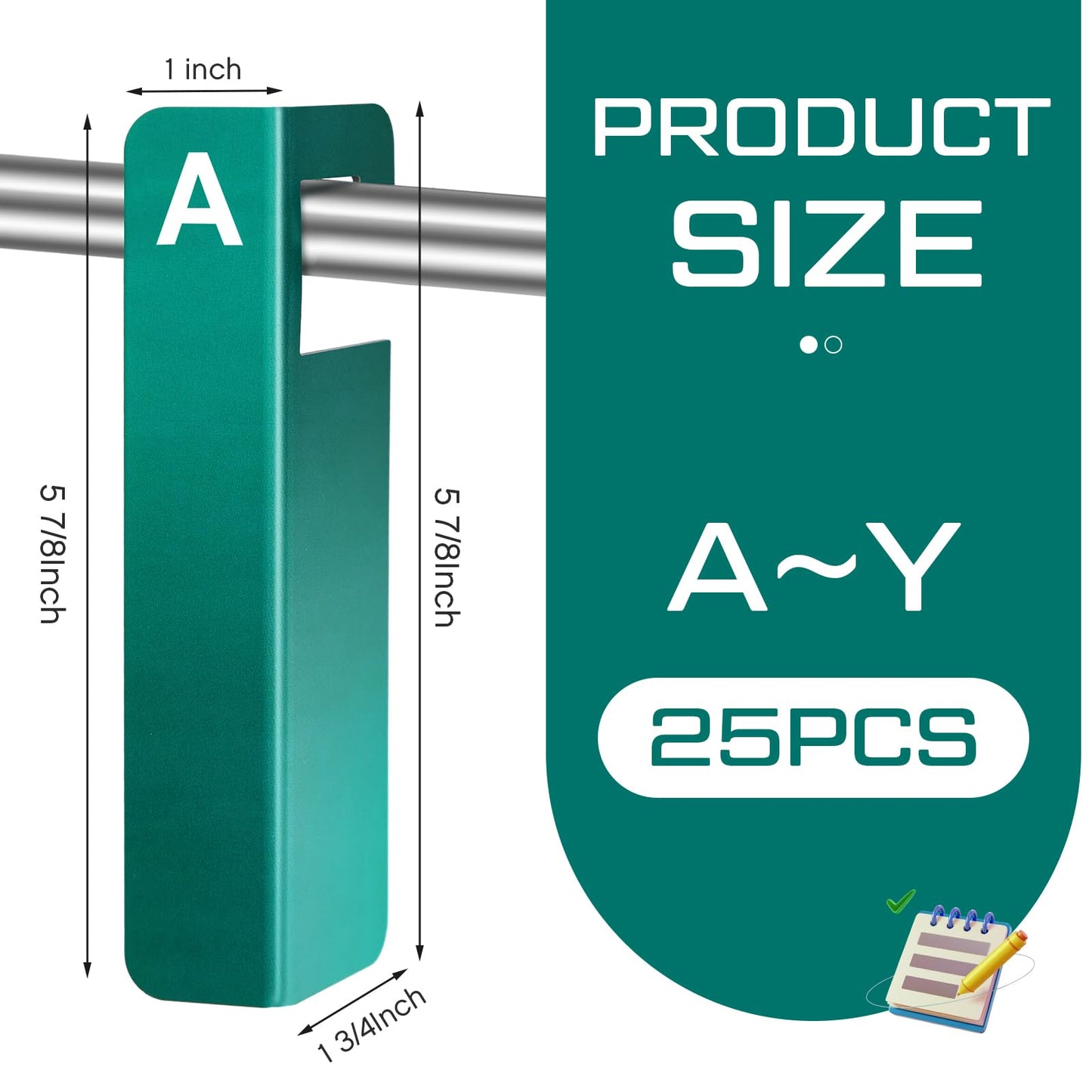 Sayglossy 25 Pcs A-Y Hanging File Folder Index Tabs PVC Alphabet Divider Tabs 6x1.7 Inch for Hanging Filing Cabinet Organization, Classroom, Library, Office