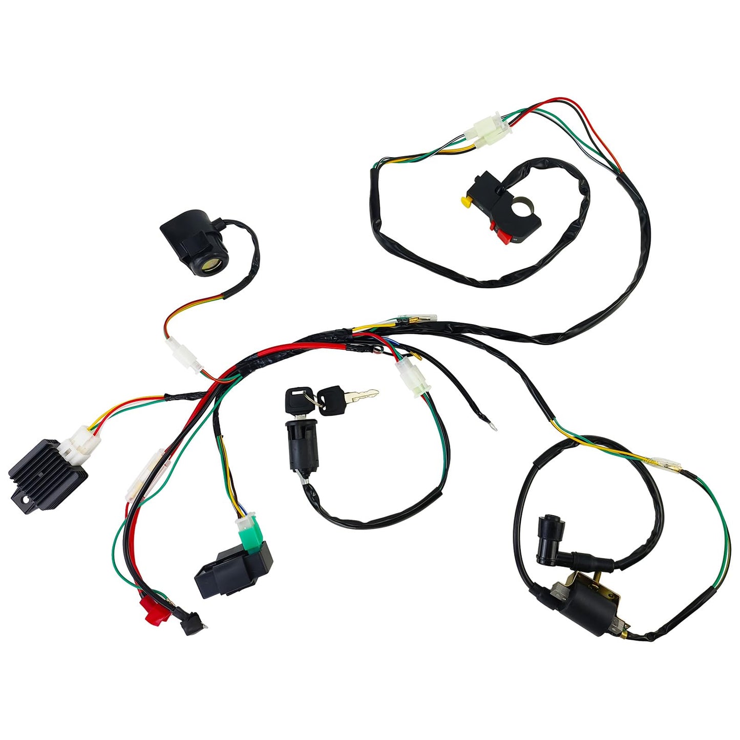 Electric Wiring Harness Kit with CDI Ignition Coil - Compatible with 4-Stroke ATVs (50cc, 110cc, 125cc)