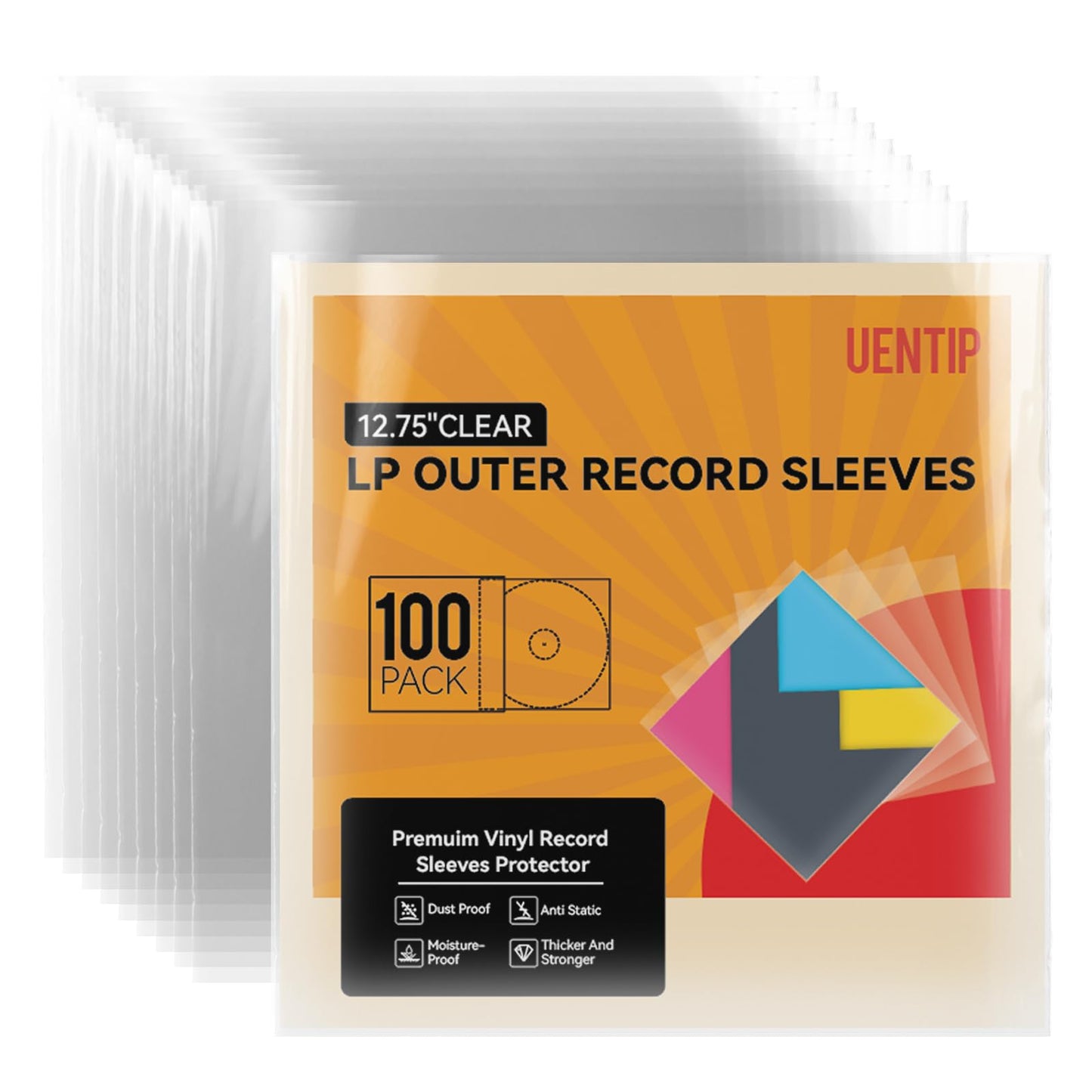 100 Vinyl Record Sleeves-Fits 12 Inch Single, Double, and Gatefold LPs - Protect Your Record Collection (Outer Sleeves-Square)