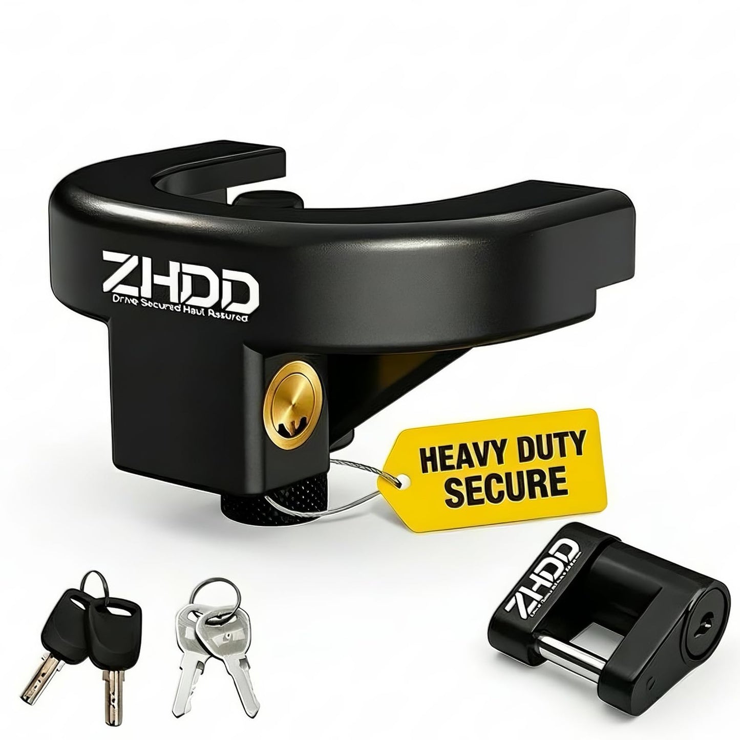ZHDD Trailer Hitch Lock Kit,2" Heavy Duty Anti-Theft Trailer Tongue Coupler Locks Set for RV,Camper,Boat,Caravan (2 Inch)