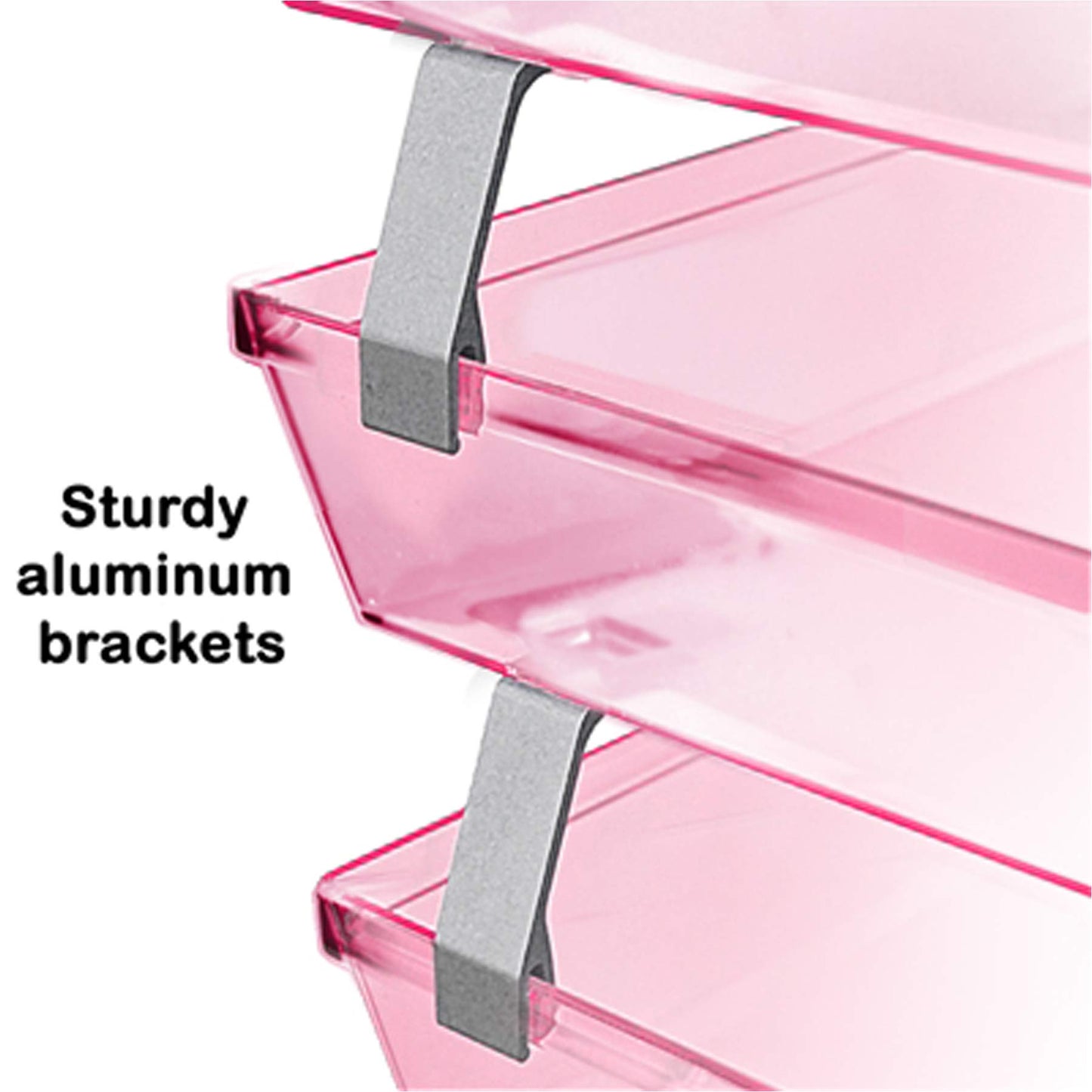 Acrimet Facility 4 Tier Letter Tray, Side Load, Letter Size/A4, Desktop File Organizer, Plastic(Clear Pink)
