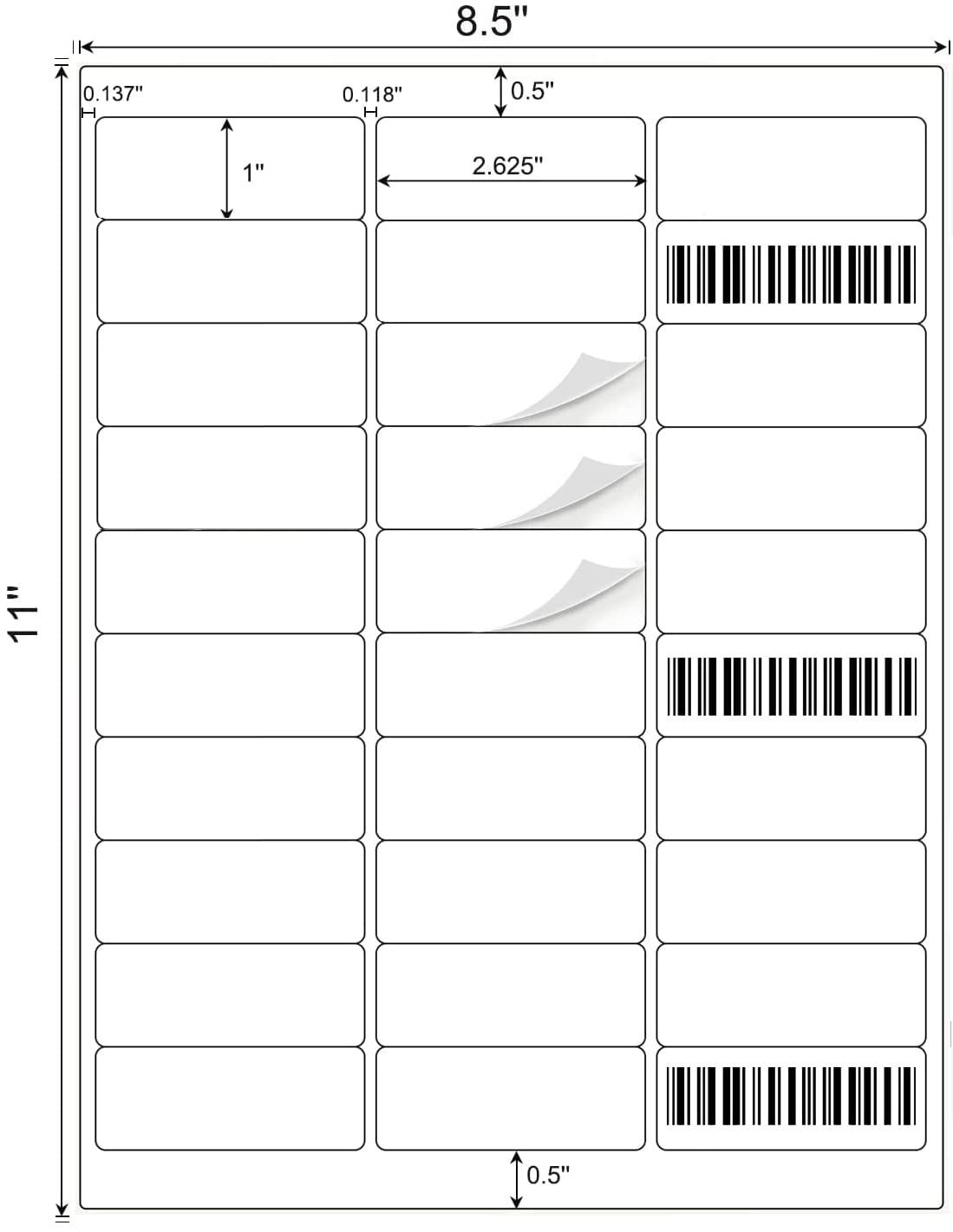1" x 2-5/8" Shipping Address Labels 15000 Label Stickers Paper for Laser/Inkjet Printer 30 per Page Printable Mailing Labels - Matte, 500 Sheets