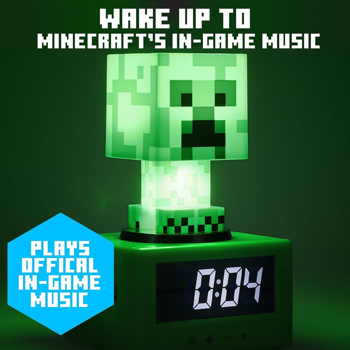 Minecraft Creeper Alarm Clock – Officially Licensed Icon with in-Game Music & Night Light for Kids & Tweens, Gaming Room Decor, Fun Gift for Minecraft Fans | Paladone