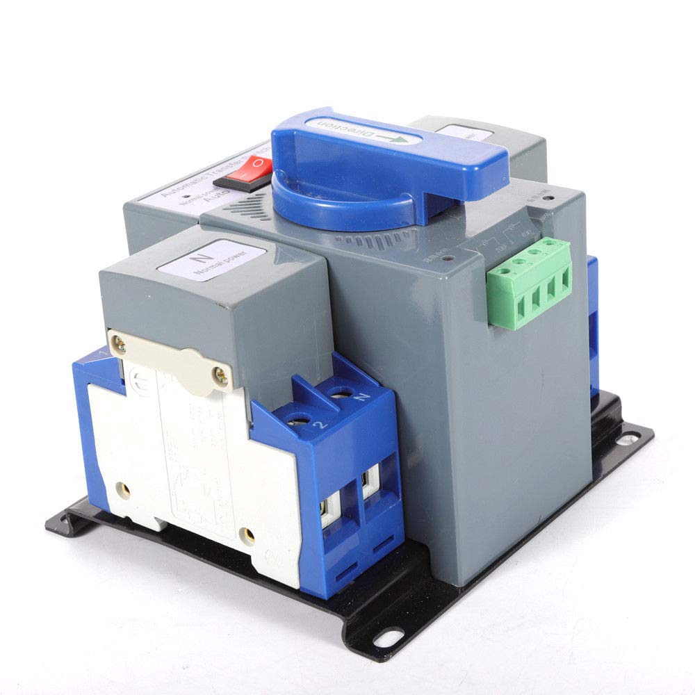 110V Dual Power Automatic Transfer Switch Dual Power Generator Changeover Switch 50HZ/60HZ (2P 63A Blue)