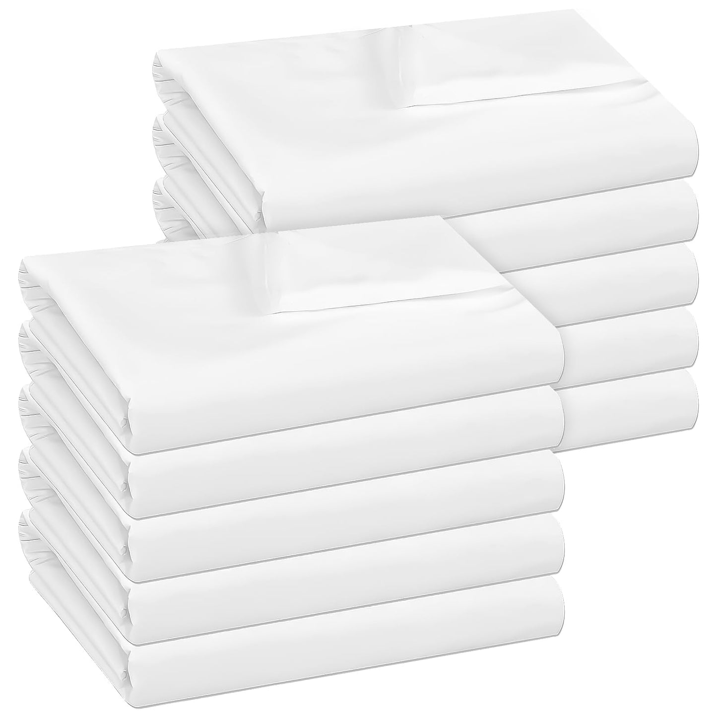 White Twin Flat Sheets Only - 10 Pack Top Sheets Bulk - Soft Brushed Microfiber - Bedding Essentials- Wrinkle & Stain Resistant for Hospital, Massage Table, Hotel, Airbnbs, Home, Travel (66x96)