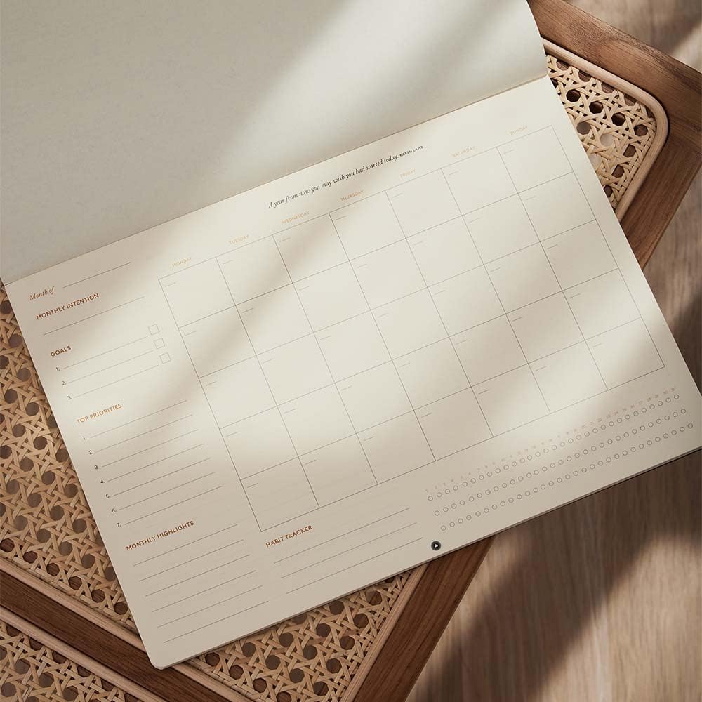 Intelligent Change Monthly Desk Planner Pad - Tear-Out To-Do List and Calendar for Time Management - A4 Productivity Desk Pad - Black