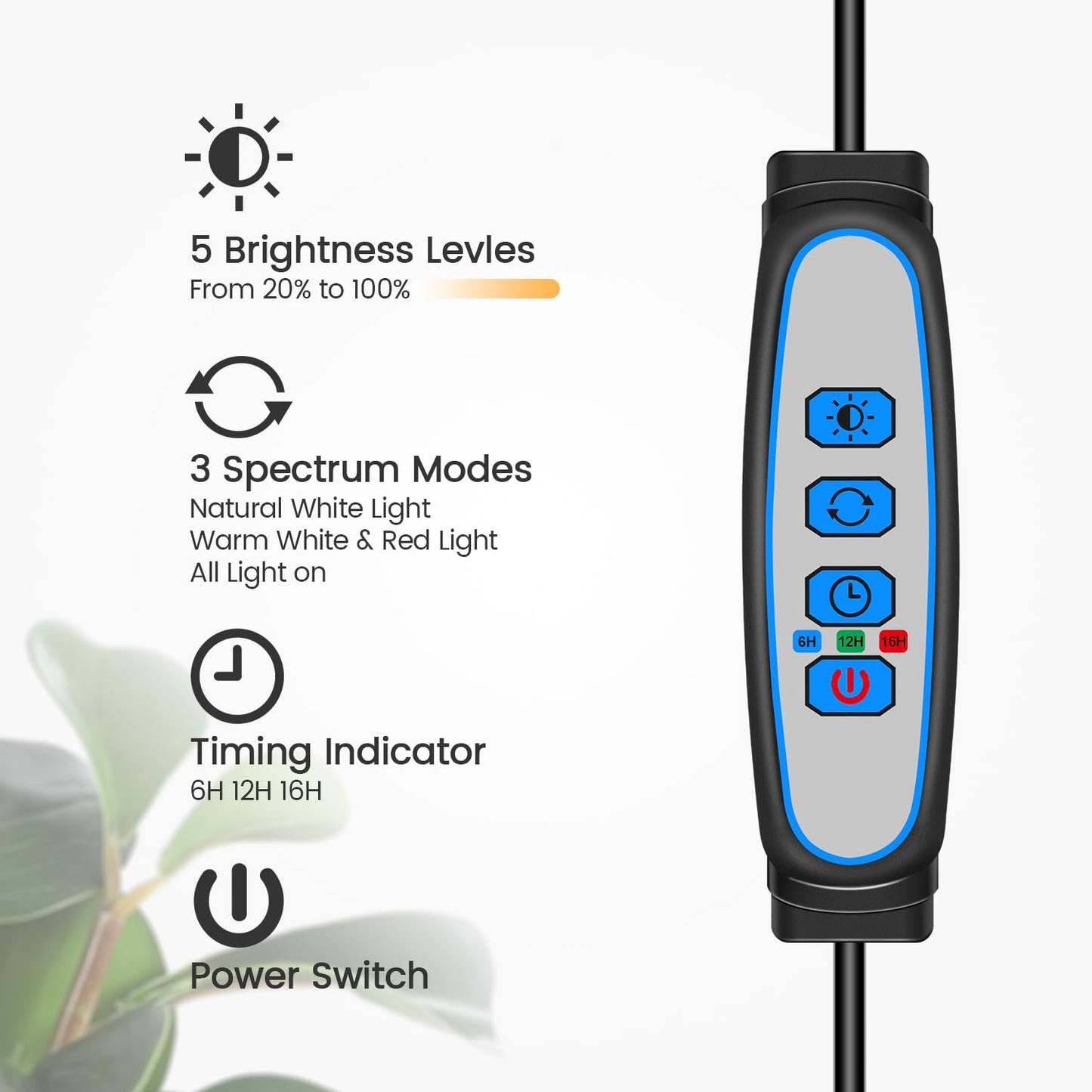 Garpsen Halo Grow Lights, Dual-Head Full Spectrum LED Plant Lights for Indoor Growing with Stand, 3 Color Modes Grow Lamp with Timer 6/12/16H, 5 Dimmable Levels, 164 LEDs and 67''Height Adjustable