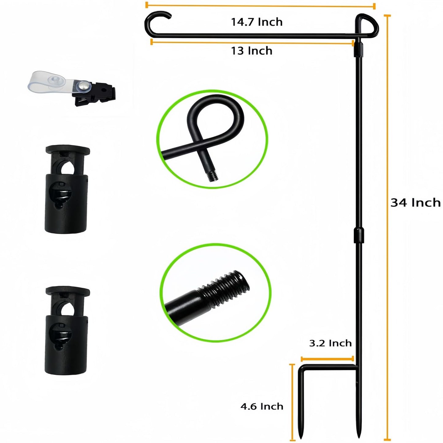 Akeydeco Garden Flag Pole Stand Holder, 10 Pack Garden Flags for Outside with Flag Stopper and Clip Waterproof Powder-Coated Paint for Flag Pole Holder for Outside House,Yard Flags for Outside