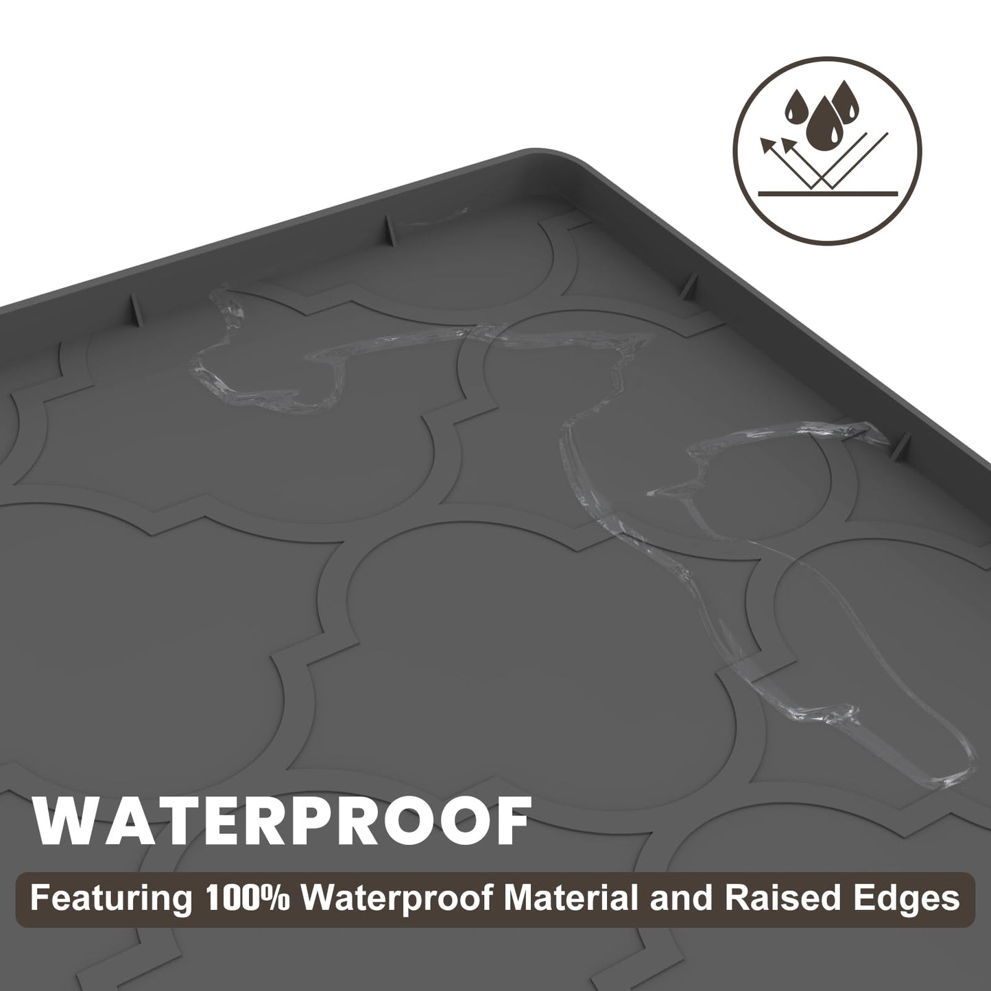 Cat Litter Box Mat, 38" X 26" Large Silicone Cat Litter Trapping Mat, Easy Clean for Scatter Control, Soft on Kitty Paws, Waterproof, Urine-Proof, Non-Slip Kitty Litter Mat for Floor, Black