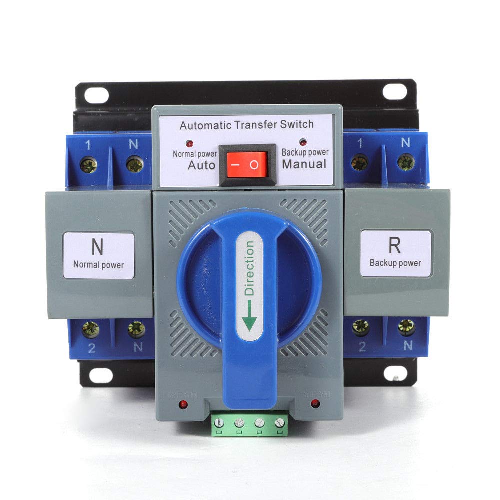 110V Dual Power Automatic Transfer Switch Dual Power Generator Changeover Switch 50HZ/60HZ (2P 63A Blue)
