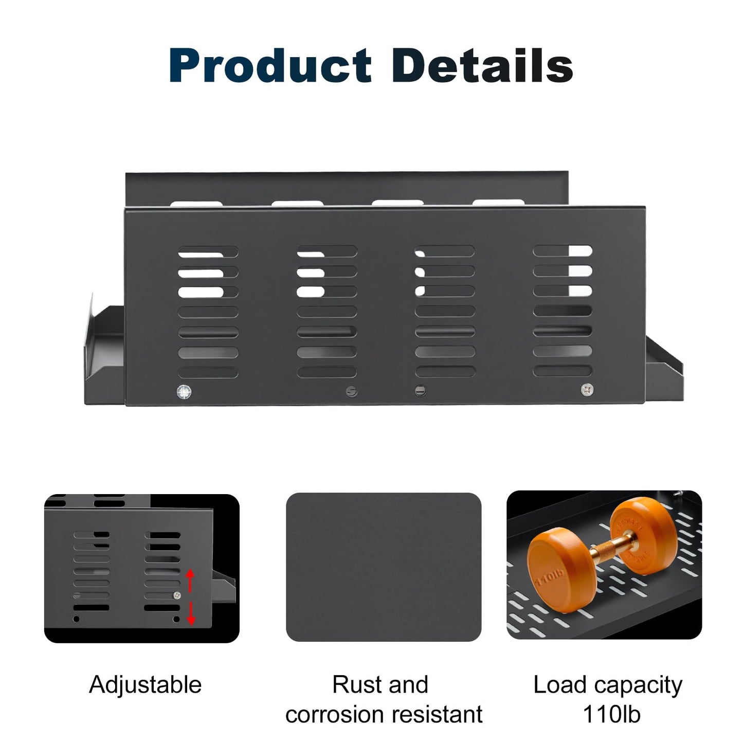 Freejia Adjustable Under Desk PC Mount for Small Form Factor SFF Computers and PCs, Product Using Space 17.3" x H 6" x D 12", Compatiblet with PlayStation 4, PS4 Slim, PS4 Pro for Under Desk Gaming