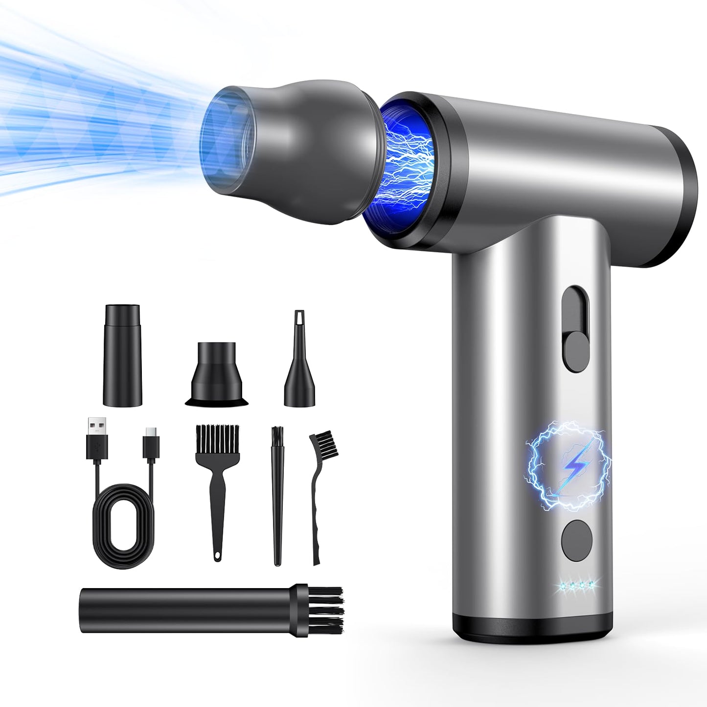 Compressed Air Duster, 300000RPM Air Duster Electric Cleaner for PC Deep Cleaning, Keyboard, Cordless Air Blaster, Replace Compressed Air Can-No Canned Air Duster