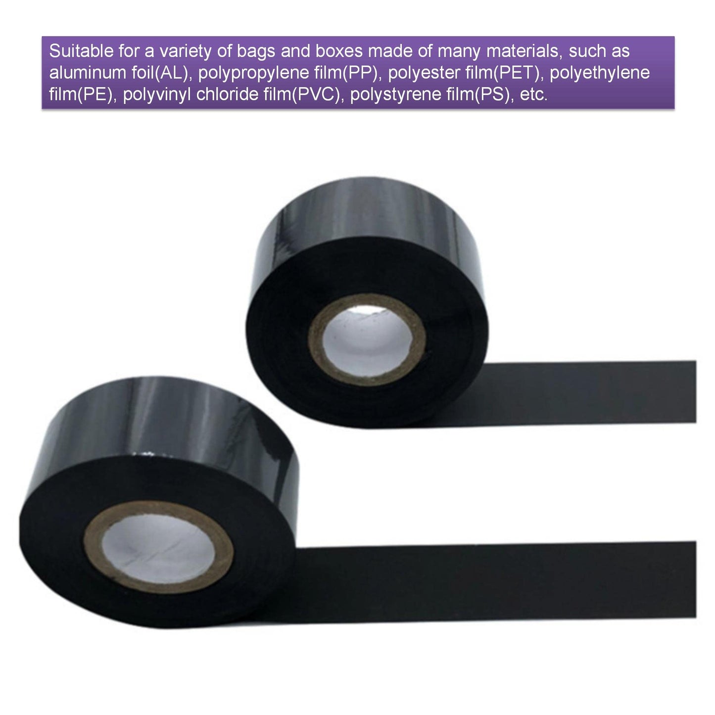 DEFMATE 12 Rolls 30mm x 100m Black Hot Stamping Foil Thermal Transfer Ribbon Resin for Coder Printer Machine, Black Color Ribbon for Coding Machine