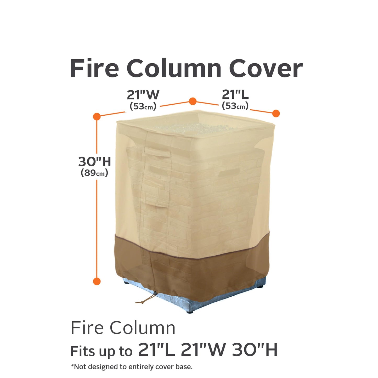 Classic Accessories Veranda Square Patio Fire Column Cover, Pebble