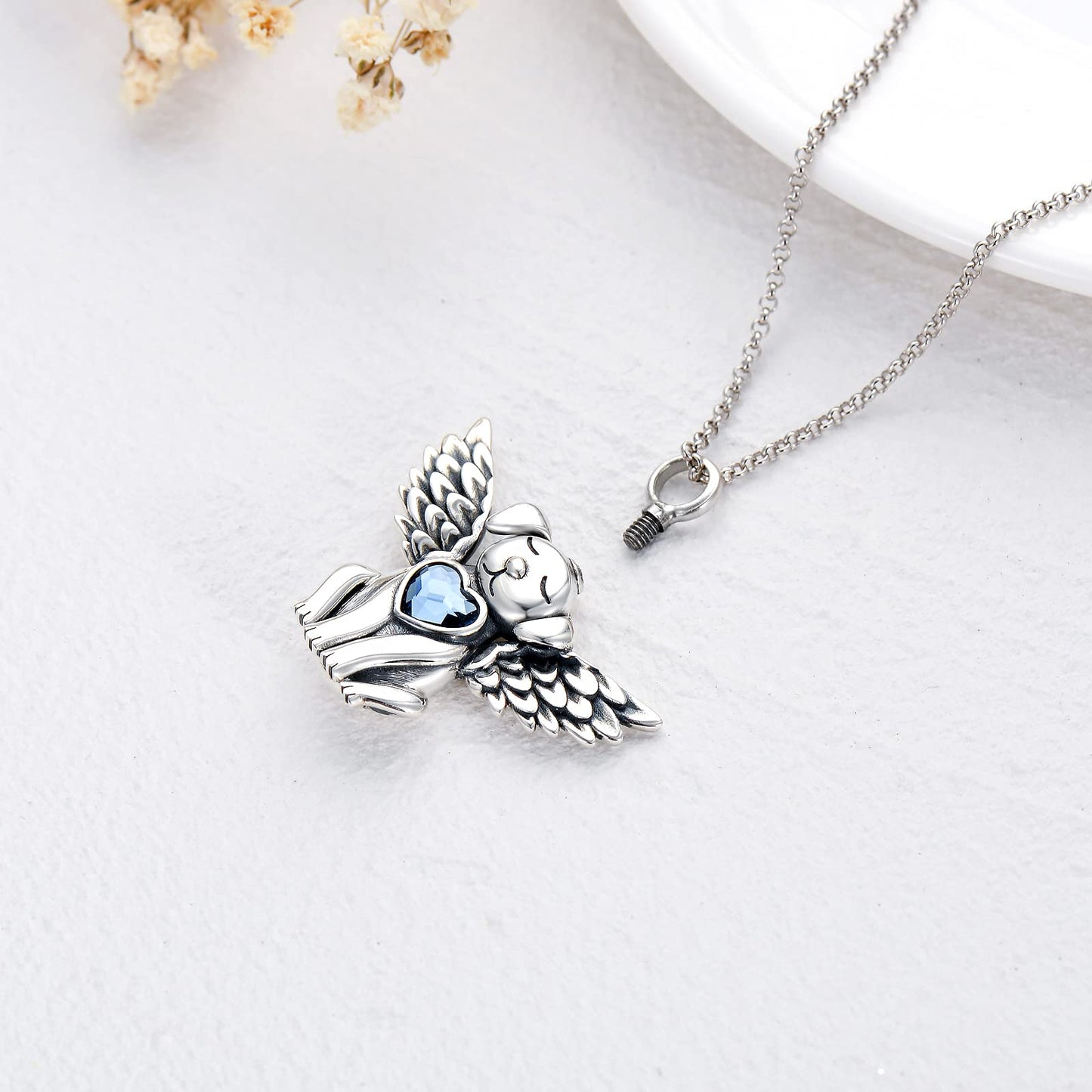 Dog Urn Necklace for Ashes 925 Sterling Silver Pet Cremation Keepsake Memorial Necklace Jewelry Gift for Women