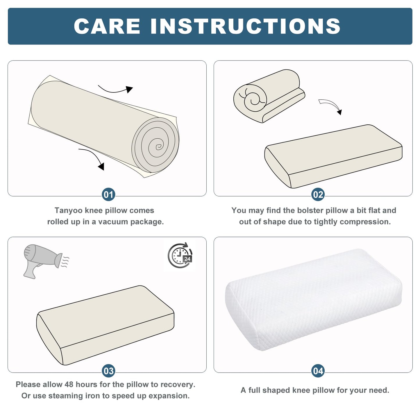 Tanyoo Adjustable Knee Pillow for Side Sleepers Shredded Memory Foam Legs Pillow for Side Sleeping Between Legs Perfect for Knee and Hip Pain Relief and Improve Sleeping, Breathable and Washable