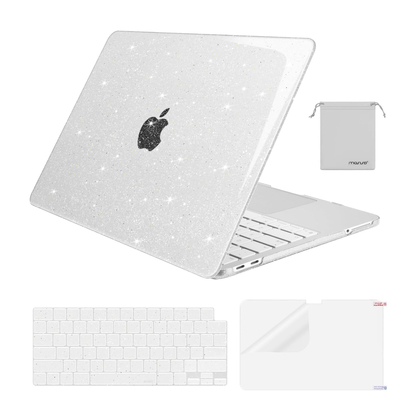 MOSISO Sparkly Glitter Case Compatible with MacBook Neo Case 13 inch 2026 Release Model A3404 with A18 Pro Chip, Crack-Resistant Protective Hard Shell Case&Keyboard Cover&ScreenFilm&Pouch, Transparent