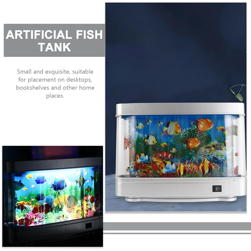 DOITOOL Fake Fish Tank Mini Aquarium: Artificial Tropical Fish Decorative Fake Fish Aquarium Lamp Artificial Aquarium Lights Motion Lamp Night Light with Moving Fish (US Plug)