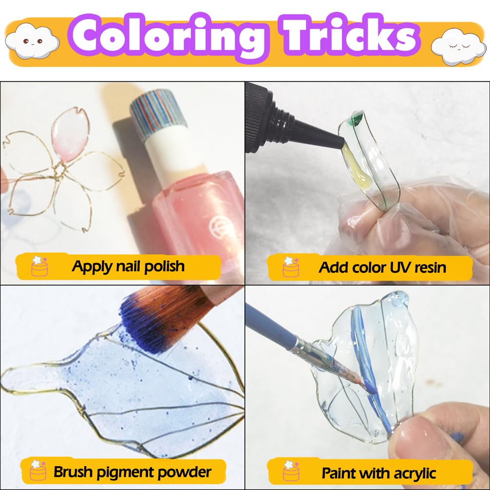 FUNSHOWCASE UV Dip Resin for Wire Flower, Low Odor&Clear UV Resin, UV Dip Resin Liquid for DIY Wire Art, Jewelry Making Glue 12 Color-40ml/Each