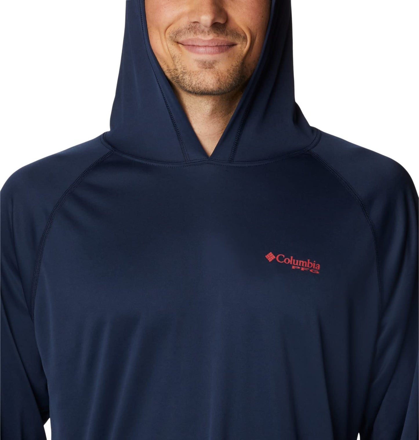 Columbia Men's Terminal Tackle Hoodie, Coll Navy/Sunset Red Logo, Large Tall