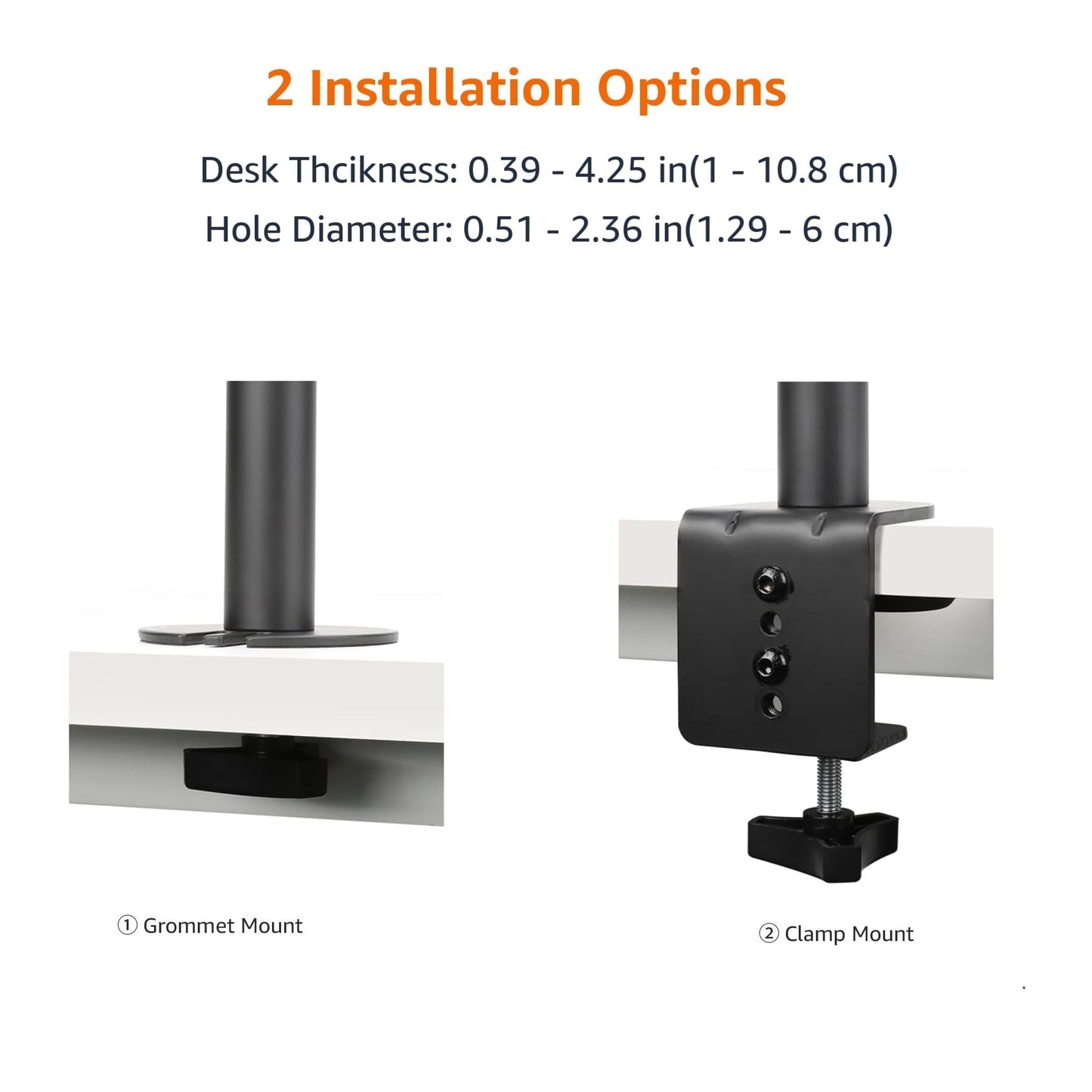 Amazon Basics Adjustable Single Computer Monitor Arm Mount, Holds up to 32" Monitors
