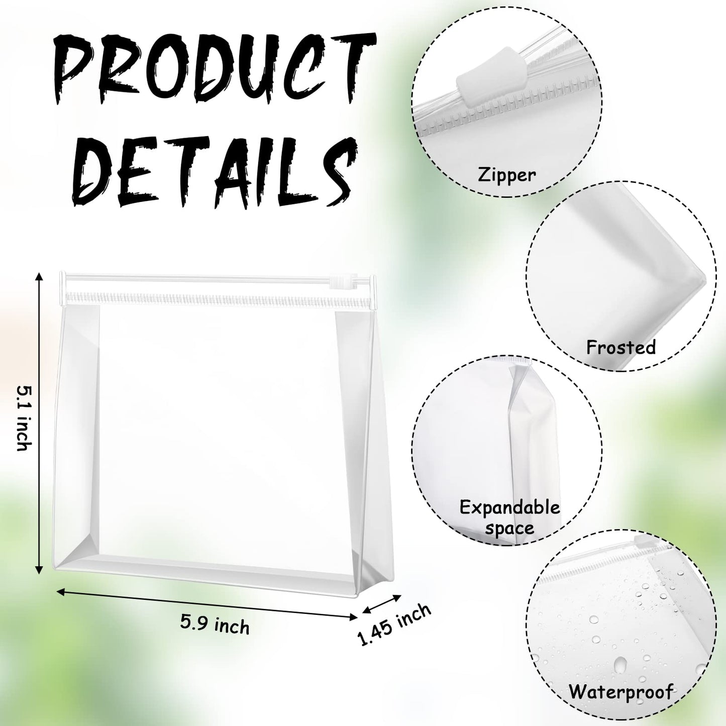 Xuniea 50 Pcs Mini Clear Makeup Bag Small Clear Zipper Pouch Travel Plastic Cosmetic Organizer Waterproof for Toiletries Swimsuit Bikini Bathing Suit(5.9 x 5.1 x 1.45 in,Transparent)