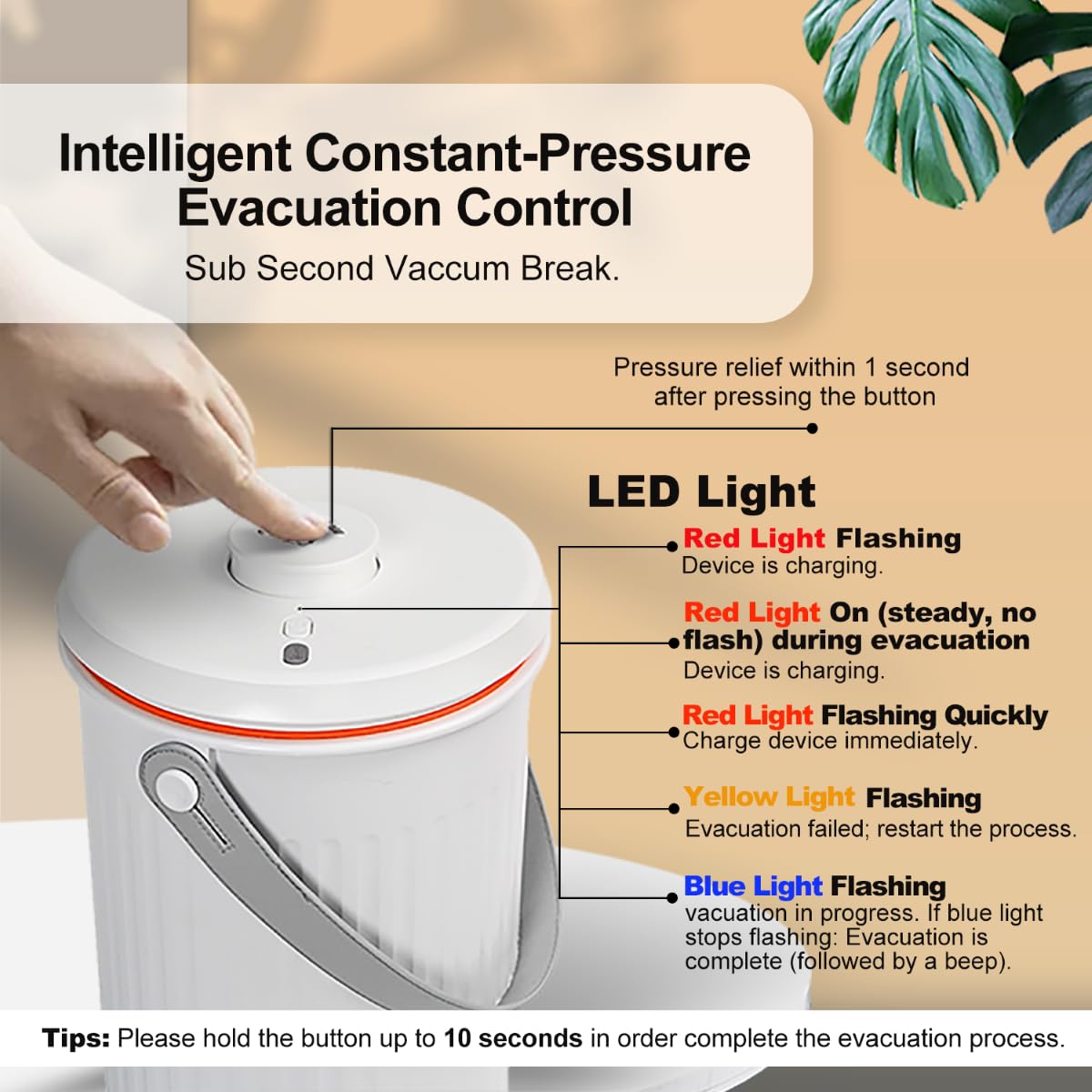 LubadiPaw Automatic Monitor Vacuum Airtight Dry Dog Food Storage Container, Travel Pet Food Storage Containers with Lids, Desk Cat Bin Good Containers 10L