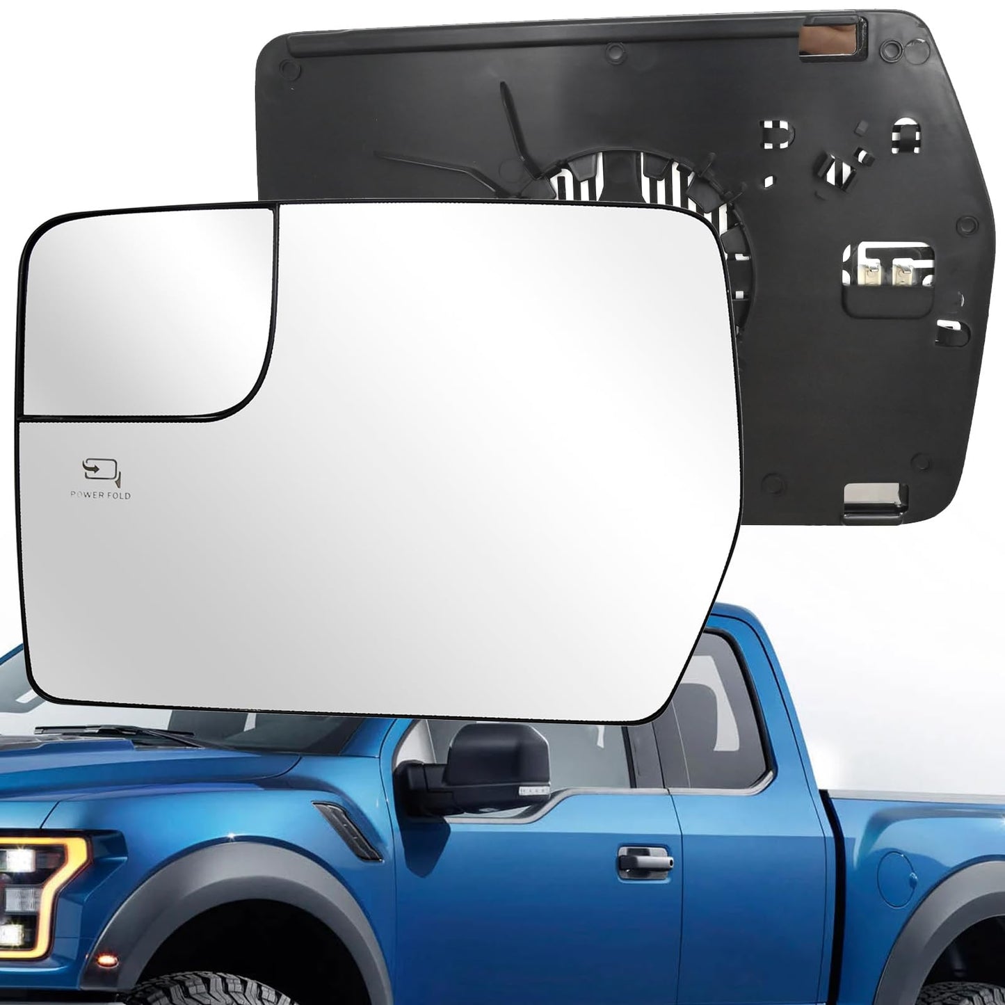 Saihisday BL3Z17K707E Driver Left Side Heated Mirrors Glass, Replacement for Ford F Series 150 2011 2012 2013 2014, Replaces BL3Z17K707E