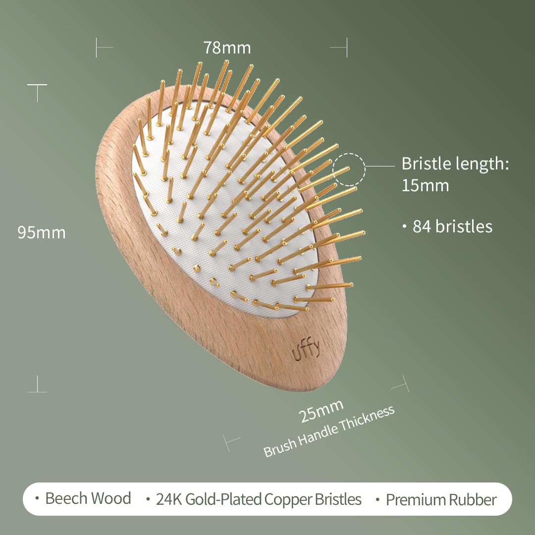 Uffy Acubrusher – 24K Gold-Plated Gua Sha Hair Brush | Ergonomic Scalp Massager for Dandruff & Hair Growth | For All Hair Types | Ideal Gift Choice in Violet Purple