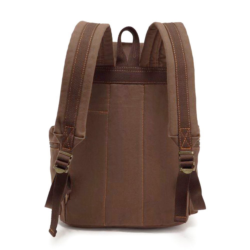 Koolehaoda Vintage Canvas Backpack Leather Rucksack Knapsack Unisex Casual Backpack 17inch Laptop Backpack Hiking Bag(L-Coffee)
