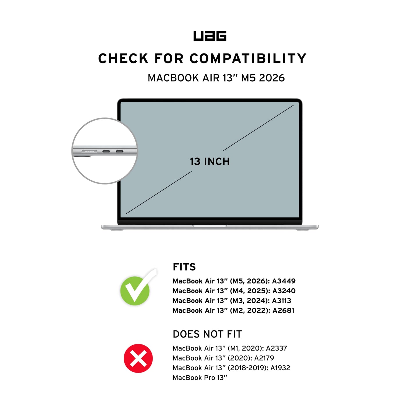 URBAN ARMOR GEAR UAG Designed for MacBook Air 13" M4/M3/M2 2022-2025 (A2681, A3113, A3240) Case - Rugged One Piece Hardshell Transparent Clear Scratch Resistant Protective Cover, Essential Armor Ice