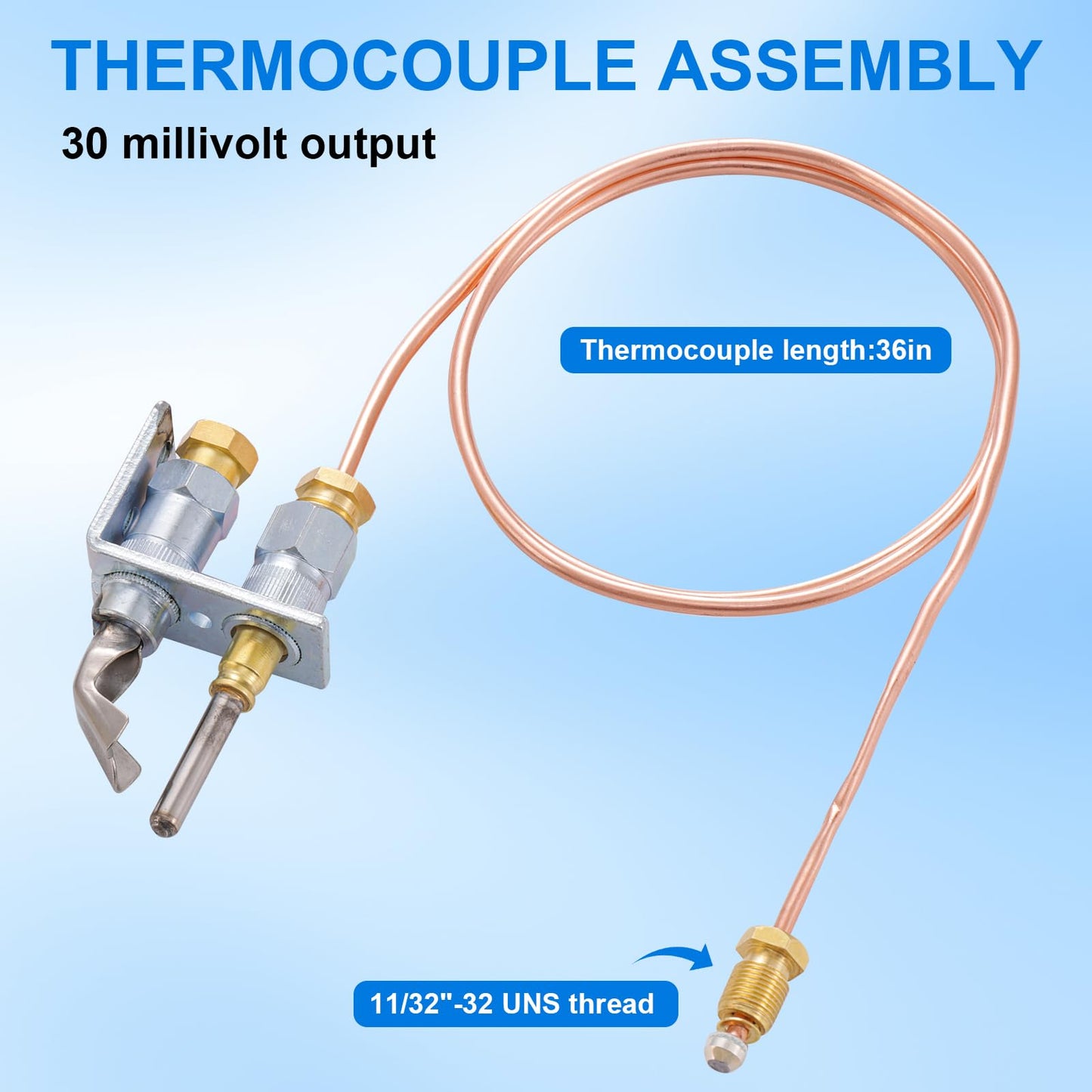 Q314A4586 Pilot Burner Assembly, Pilot Burner Flame Head and Thermocouple, Natural Gas and Propane Pilot Burner with Thermocouple Kit for Gas Furnaces Boilers Water Heater