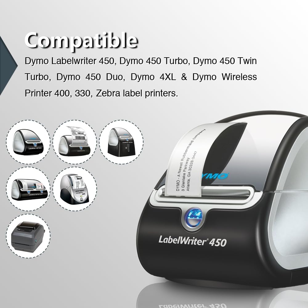 BETCKEY - Compatible DYMO 30373 (7/8" x 15/16") Price tag Rat Tail Style Thermal Film Labels, Compatible with Rollo, DYMO Labelwriter 450, 4XL & Zebra Desktop Printers[10 Rolls]