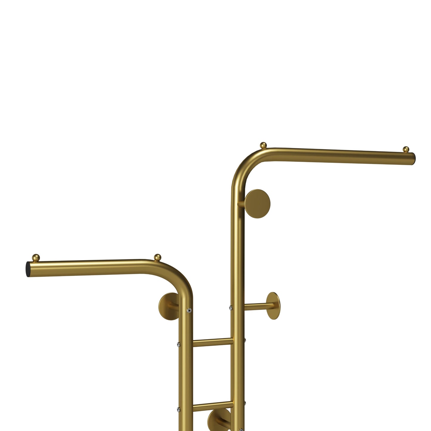 HOMEFORT Double-pole Coat Rack, Freestanding Metal Coat Racks, Clothes Hat Stand with 5 Hooks for Closet, Bedroom, Entryway, Living Room, Gold