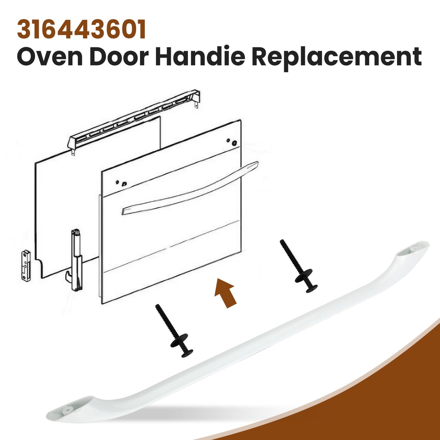 Upgraded 316443601 Oven Door Handle Replacement Compatible with Kenmore Frigidaire Electrolux Electric Oven Range Stove，Include 2Pcs 316433300 Oven Door Handle Screws