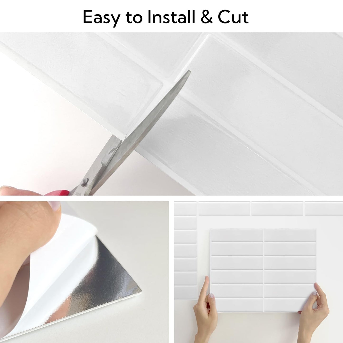 Peel and Stick Backsplash Tiles – 10 Pack 3D Self-Adhesive Wall Panels for Kitchen & Bathroom – Waterproof, Heat-Resistant Stick-On Tile – Modern Design (White)