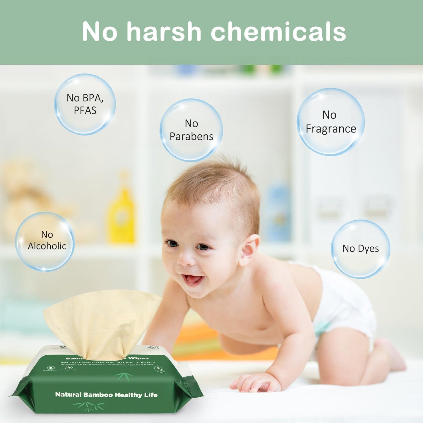 QingYa Bamboo Flushable Wipes,Septic Safe,Soft, Soothing Botanicals & Aloe, Unscented,Eco Friendly, Natural Brown Bamboo-Pulp Based Flusable Wipes for Women/Kids/Adults 360Count (6 Packs of 60)