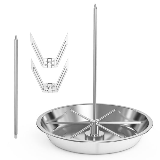 onlyfire Al Pastor Skewer for Grill, Stainless Steel Brazilian Vertical Spit Stand with 2 Removable Meat Forks, Spikes and Sausage Rack for Oven, BBQ, Shawarma Rotisserie for Tacos, Gyros and Kebabs