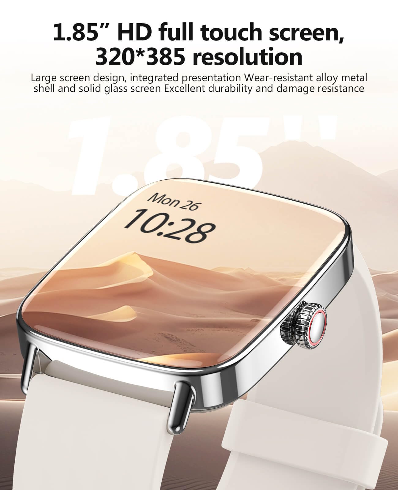 2025 Smart Watch for Women Men, 1.85" AI Voice Smartwatch, 24/7 Heart Rate Monitor, Stress/SpO2/Sleep Tracker, IP68 Waterproof, Weather, 100+ Sports Fitness Tracker for Android iOS Khaki