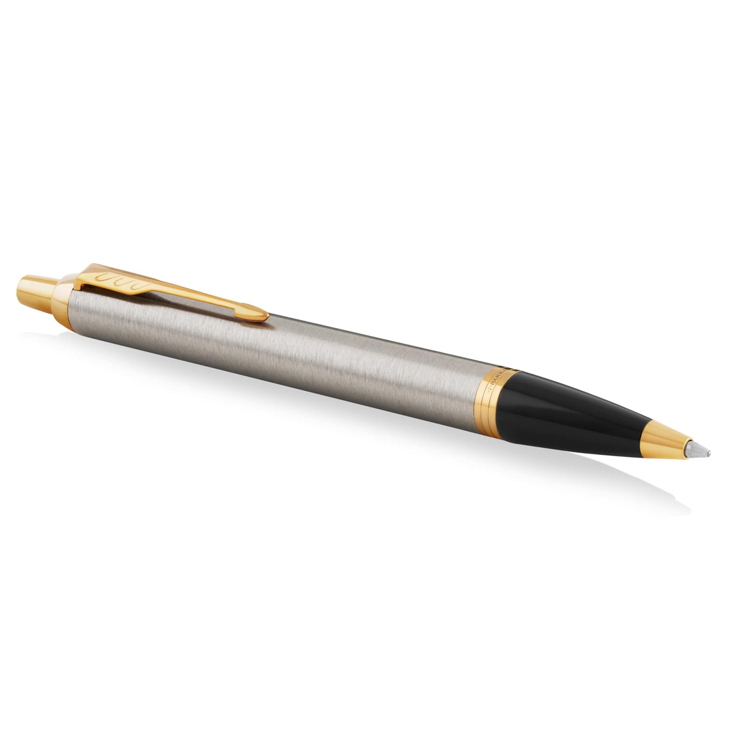 Parker IM Ballpoint Pen, Brushed Metal with Medium Point Black Ink Refill (1975559), ‎1 Count (Pack of 1)